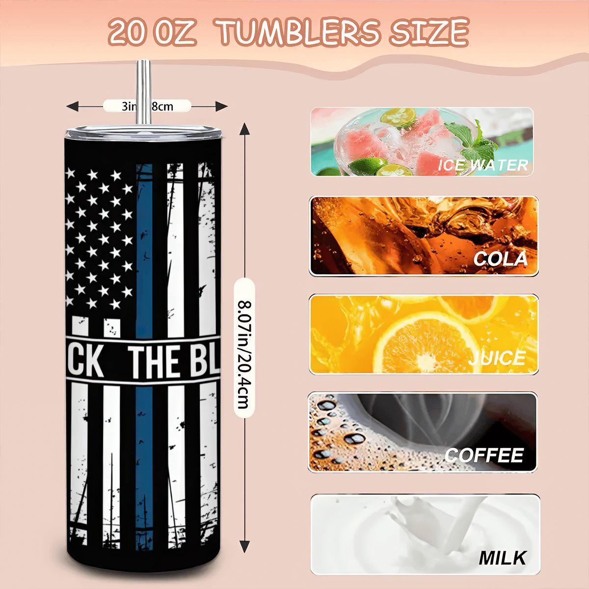 Back the Blue Stars Tumbler: Patriotic Police Support Stainless Steel Insulated Mug