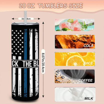 Back the Blue Stars Tumbler: Patriotic Police Support Stainless Steel Insulated Mug