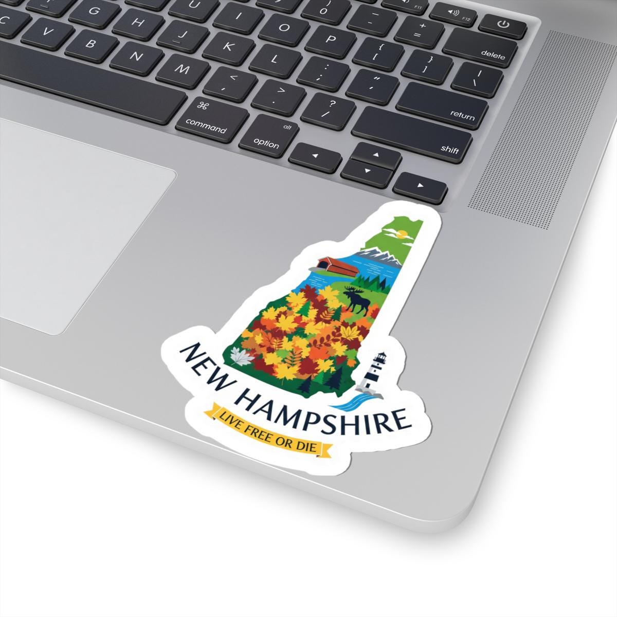 New Hampshire Vinyl Sticker: Waterproof Moose Art Decal - Made in USA
