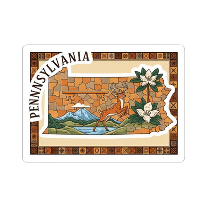 ColorFlow | Pennsylvania Vinyl Sticker Pack | State Art Deer Mountain Laurel | Waterproof Glossy Matte Holographic