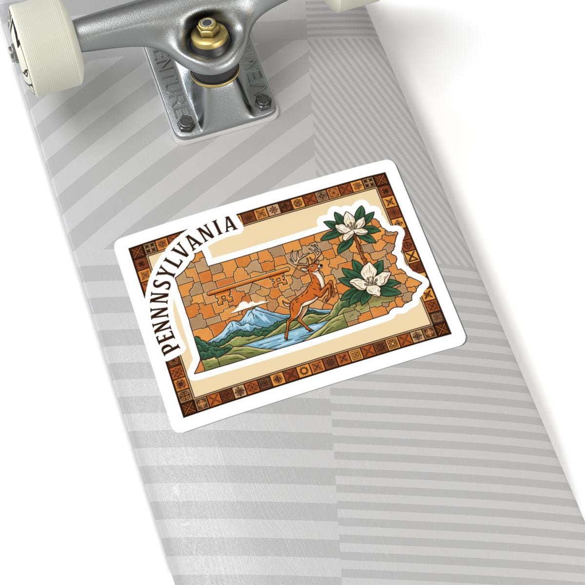 ColorFlow | Pennsylvania Vinyl Sticker Pack | State Art Deer Mountain Laurel | Waterproof Glossy Matte Holographic