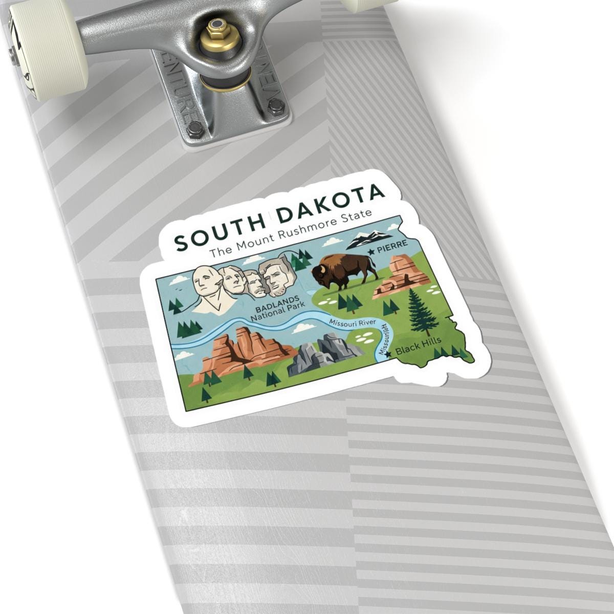 ColorFlow | South Dakota Vinyl Sticker Pack | Mount Rushmore Badlands Bison Art | Waterproof Glossy Matte Holographic