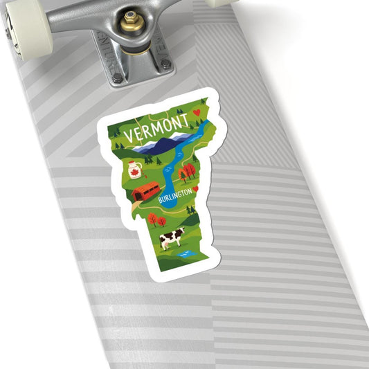 ColorFlow | Vermont Vinyl Sticker Pack | Maple Syrup Cow Covered Bridge Art | Waterproof Glossy Matte Holographic