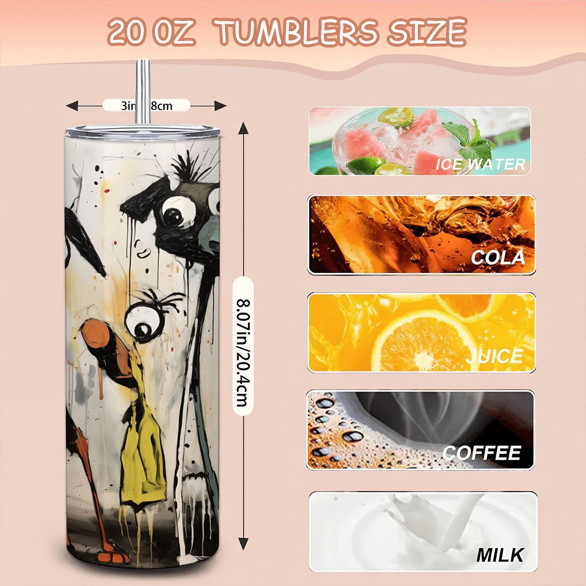 ColorFlow | Goofy Dog Trio Tumbler | Funny Dog Art Cup | 20oz Stainless Steel Travel Mug with Straw | Gift for Pet Lovers