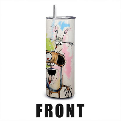 ColorFlow | Wild Dog Party Tumbler | Funny Dog Art Cup | 20oz Stainless Steel Travel Mug with Straw | Gift for Dog Lovers
