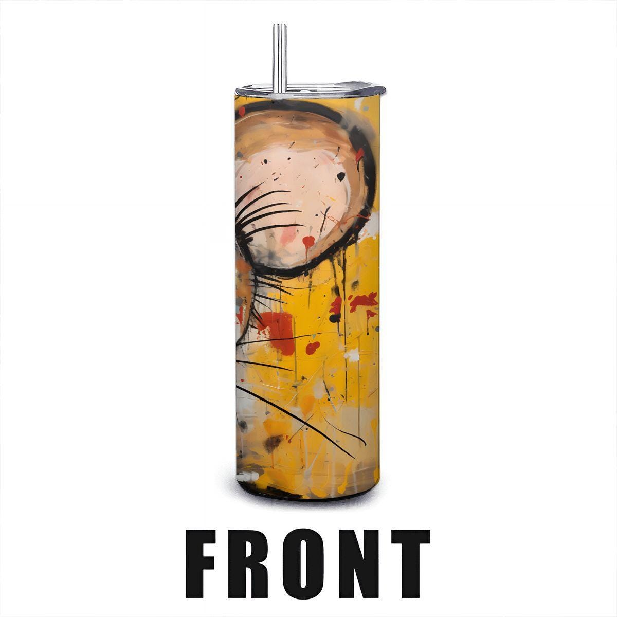 ColorFlow | Playful Doodle Mouse Art Tumbler | 20oz Stainless Steel Cup | Cute Animal Coffee Mug | Gift for Art and Mouse Lovers