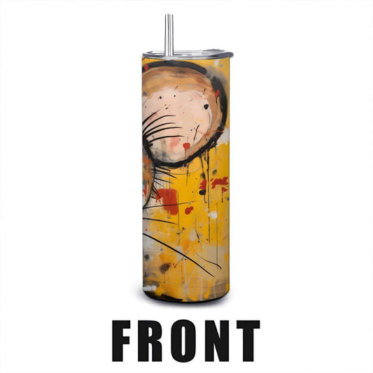 ColorFlow | Playful Doodle Mouse Art Tumbler | 20oz Stainless Steel Cup | Cute Animal Coffee Mug | Gift for Art and Mouse Lovers
