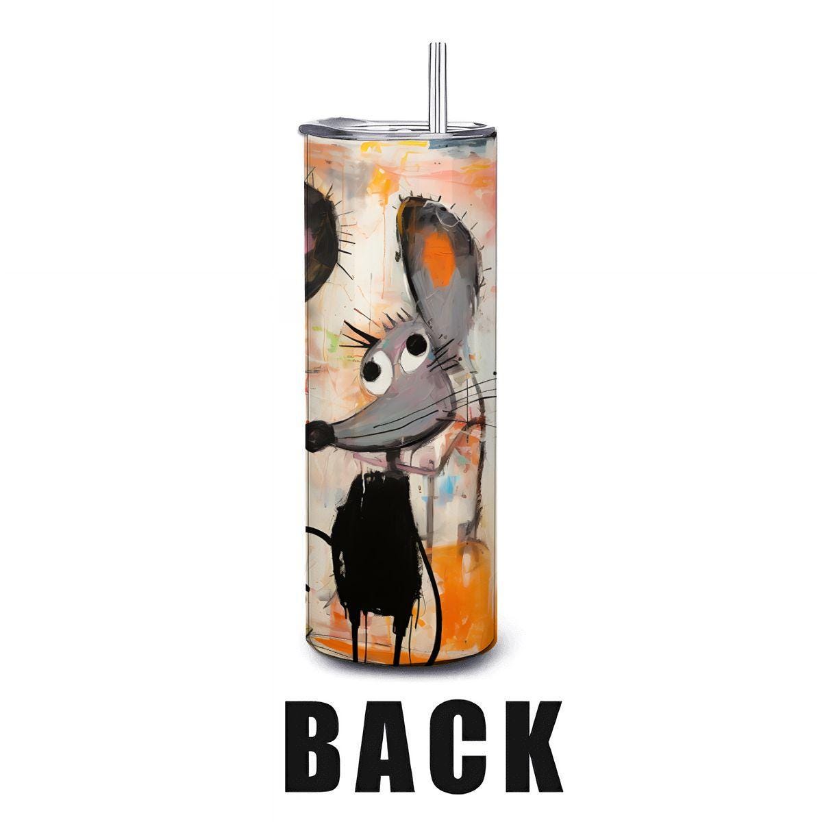 ColorFlow | Doodle Mouse Friends Art Tumbler | 20oz Stainless Steel Travel Cup | Funny Cartoon Animal Mug | Artistic Gift Idea