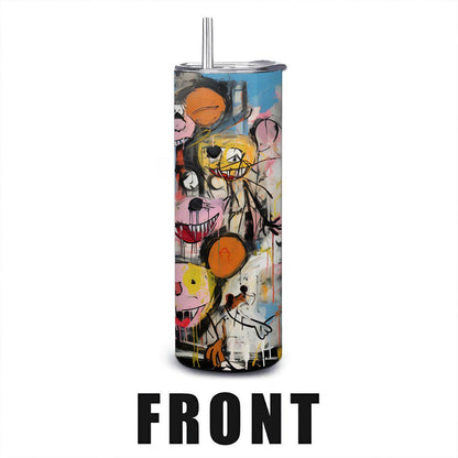 ColorFlow | Doodle Mouse Party Art Tumbler | 20oz Stainless Steel Travel Cup | Funny Cartoon Coffee Mug | Artistic Gift for Friends