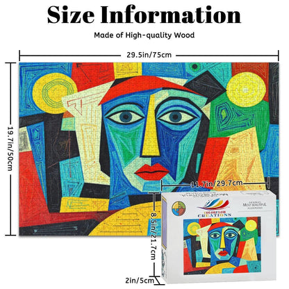 ColorFlow | Sunlit Muse Wooden Puzzle | Picasso Inspired Bright Face Art Jigsaw | Abstract Wood Puzzle for Gifting