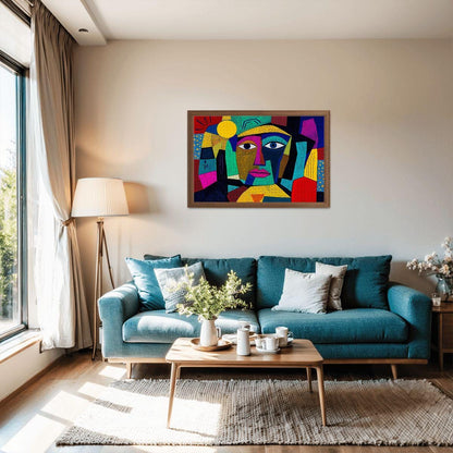 ColorFlow | Vivid Aurora Wooden Puzzle | Picasso Inspired Modern Face Jigsaw | Bright Abstract Wood Art Puzzle