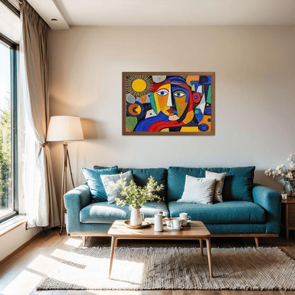 ColorFlow | Solar Muse Wooden Puzzle | Picasso Inspired Sunshine Abstract Jigsaw | Artistic Wood Face Puzzle Gift