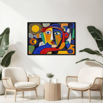 ColorFlow | Solar Muse Wooden Puzzle | Picasso Inspired Sunshine Abstract Jigsaw | Artistic Wood Face Puzzle Gift