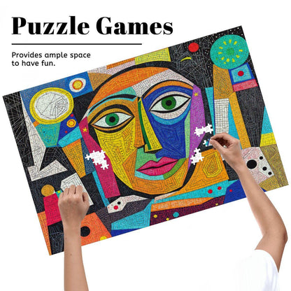 ColorFlow | Cosmic Reflection Wooden Puzzle | Picasso Inspired Abstract Face Jigsaw | Modern Art Wood Puzzle Gift