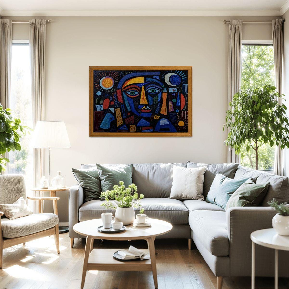 ColorFlow | Nocturne Geometry Wooden Puzzle | Picasso Inspired Night Abstract Jigsaw | Modern Art Wood Puzzle Gift