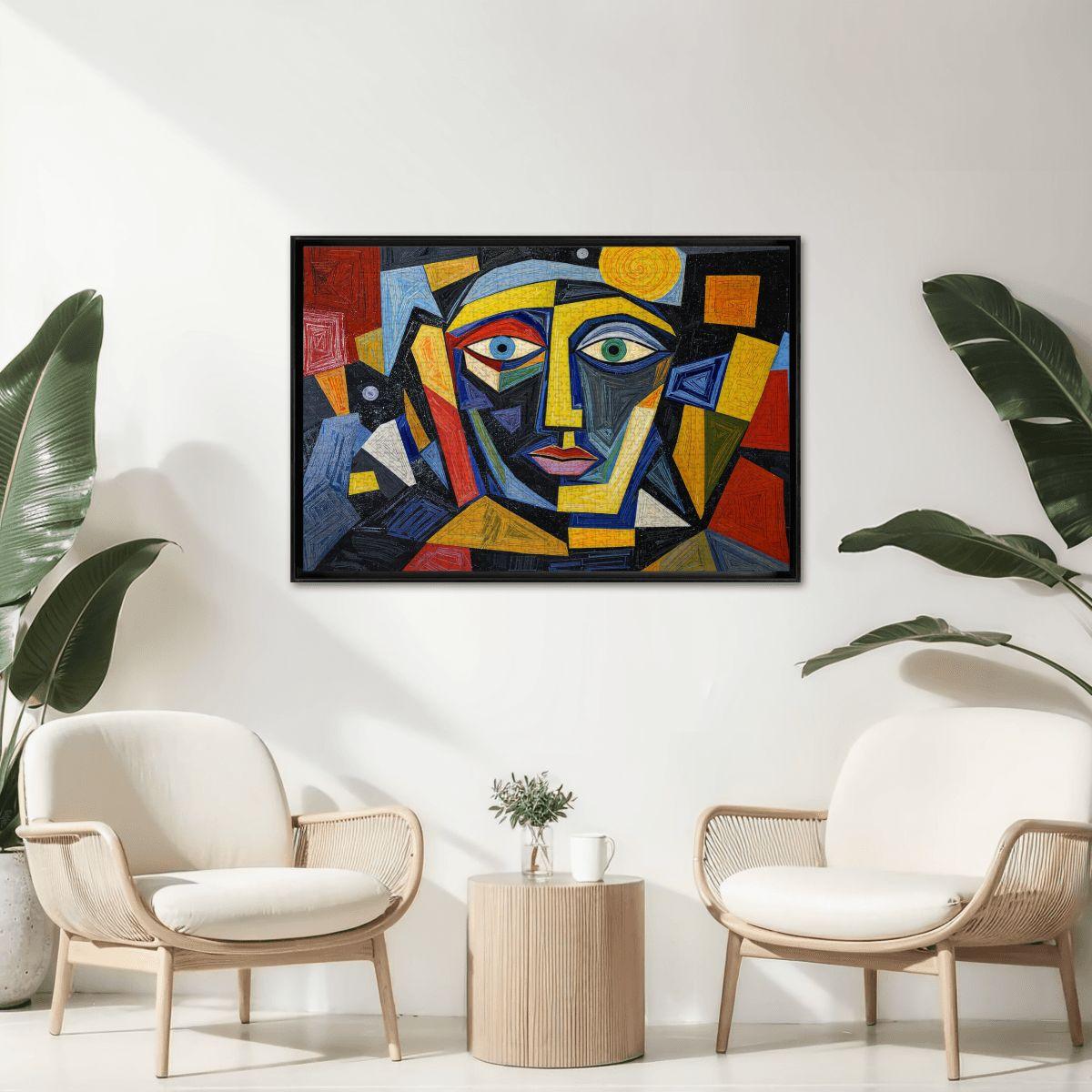 ColorFlow | Sunlit Echo Wooden Puzzle | Picasso Inspired Geometric Face Jigsaw | Modern Art Wood Puzzle Gift