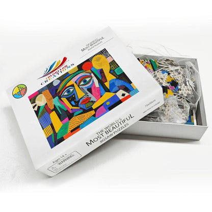 ColorFlow | Radiant Mosaic Wooden Puzzle | Picasso Inspired Colorful Abstract Jigsaw | Modern Art Wood Puzzle Gift