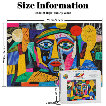 ColorFlow | Radiant Mosaic Wooden Puzzle | Picasso Inspired Colorful Abstract Jigsaw | Modern Art Wood Puzzle Gift