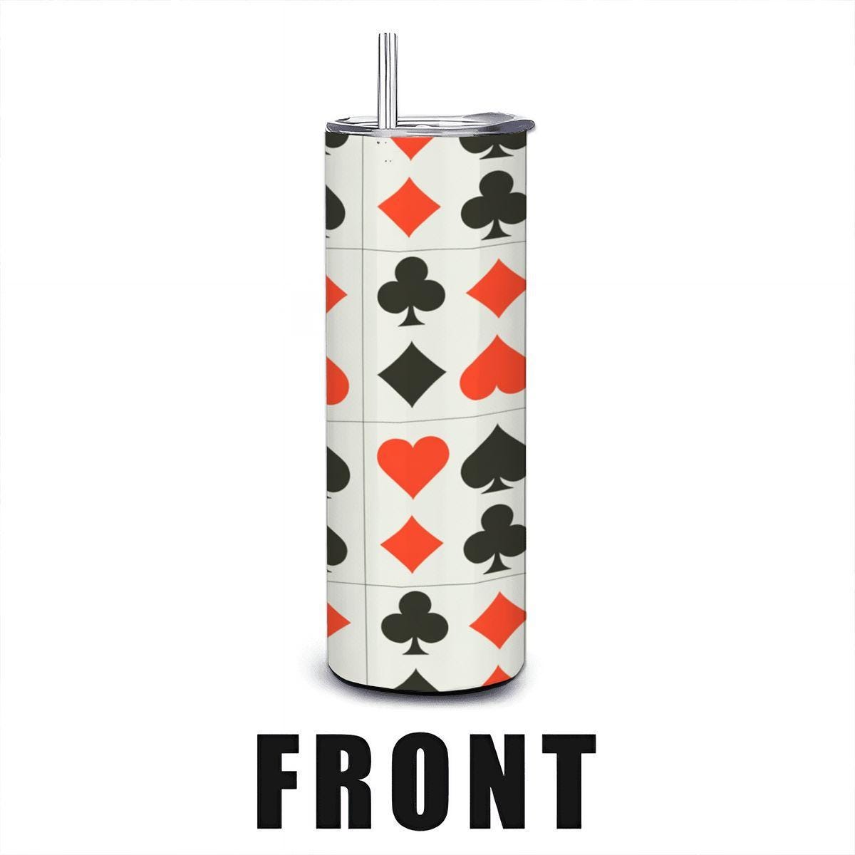 ColorFlow | Royal Flush Playing Card Suits 20oz Stainless Steel Tumbler with Straw | Insulated Travel Mug | Gift for Card Lovers