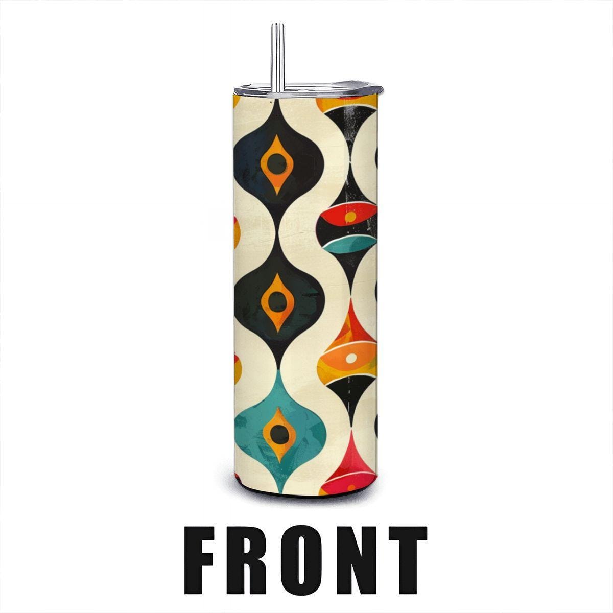 ColorFlow | Retro Vibes Mid Century Modern Abstract 20oz Stainless Steel Tumbler | Colorful Insulated Travel Mug Gift
