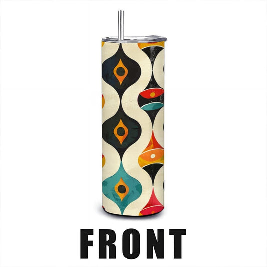 ColorFlow | Retro Vibes Mid Century Modern Abstract 20oz Stainless Steel Tumbler | Colorful Insulated Travel Mug Gift
