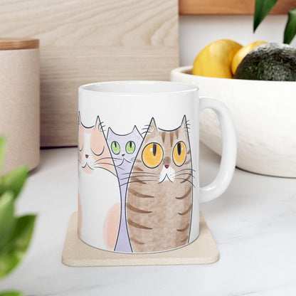 ColorFlow | Playful Cat Lover Mug | Cute 15oz Coffee Cup | Watercolor Kitty Art Mug | Gift for Cat Mom or Cat Dad