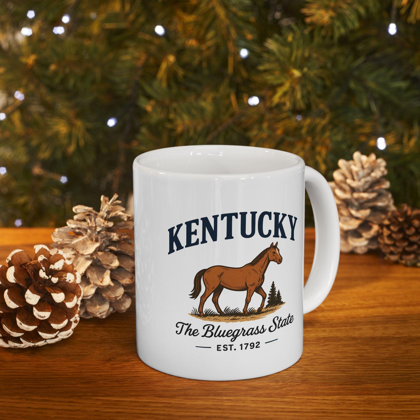 ColorFlow | Kentucky Horse Mug | The Bluegrass State 15 oz Ceramic Coffee Cup | Country Western Gift for Horse Lovers