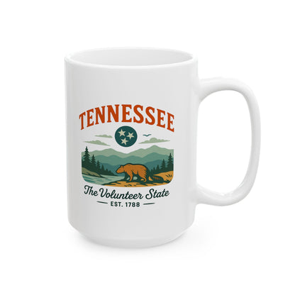 ColorFlow | Tennessee The Volunteer State Mug | Smoky Mountains Coffee Cup | 15 oz Ceramic Gift for Nature Lovers