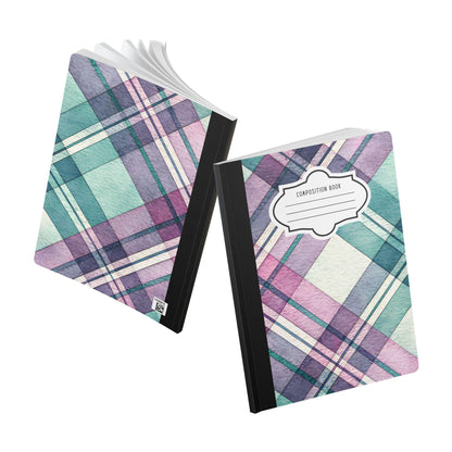 ColorFlow | Pastel Plaid Composition Notebook | Aesthetic College Ruled Journal | Cute Writing Notebook Gift