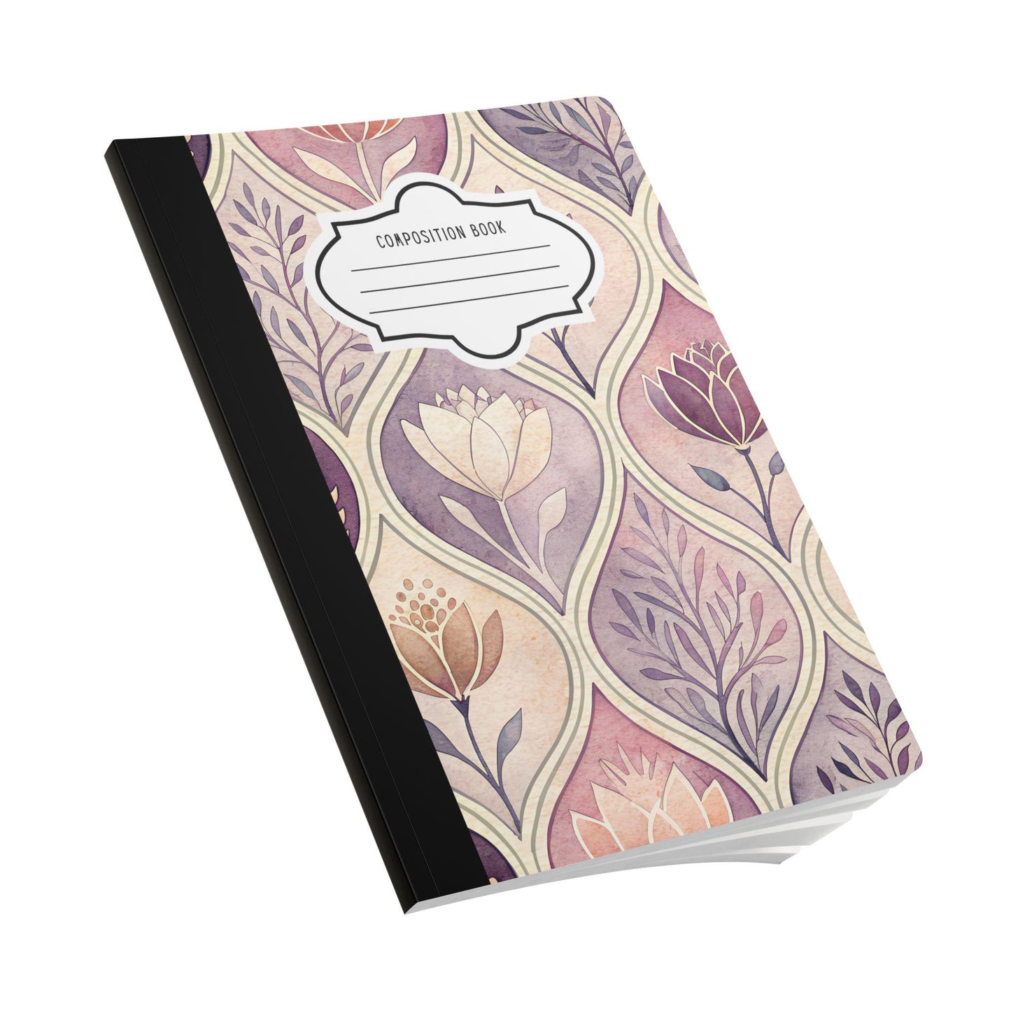 ColorFlow | Blush Floral Composition Notebook | Aesthetic College Ruled Journal | Elegant Writing Notebook Gift