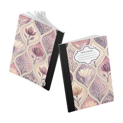 ColorFlow | Blush Floral Composition Notebook | Aesthetic College Ruled Journal | Elegant Writing Notebook Gift