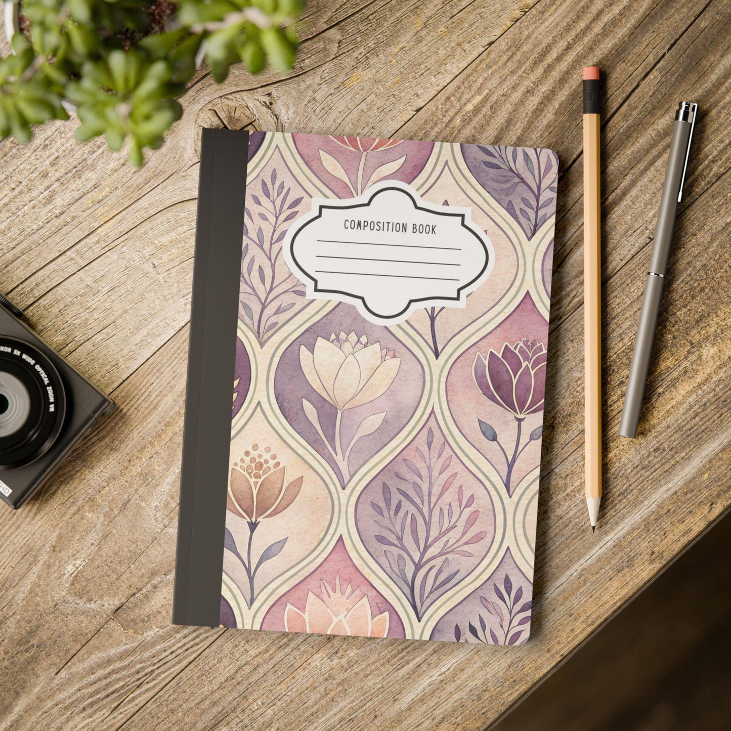 ColorFlow | Blush Floral Composition Notebook | Aesthetic College Ruled Journal | Elegant Writing Notebook Gift