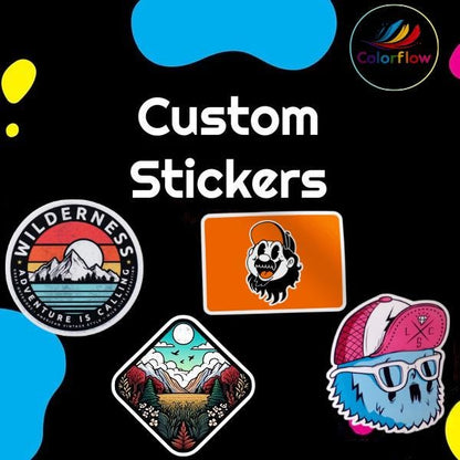 ColorFlow | Custom Vinyl Stickers | Circle | Square | Rectangle | Die Cut | Matte Glossy Finish | Durable Decals