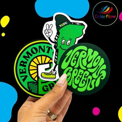 ColorFlow | Premium Vinyl Stickers | Custom Cut | Circle Square Rectangle | Glossy Matte Finish | Long Lasting