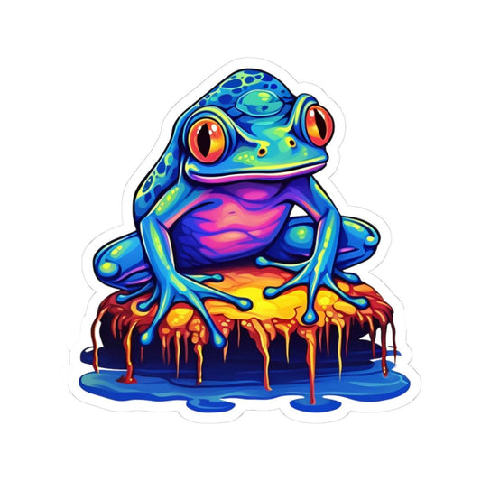 ColorFlow | Psychedelic Frog Vinyl Sticker | Waterproof Art Decal for Laptops Water Bottles Journals and Creative Decor