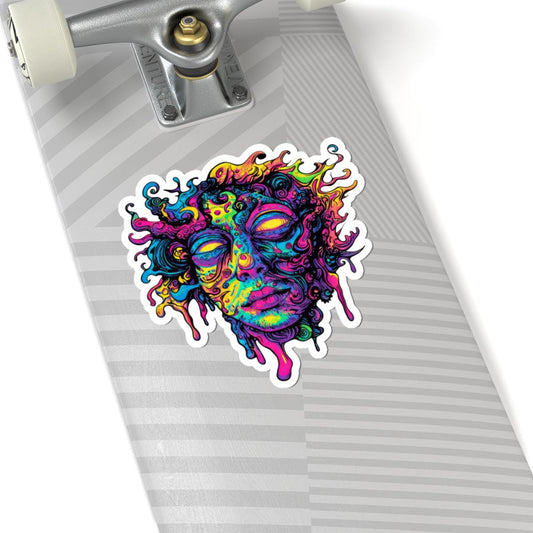 ColorFlow | Psychedelic Drip Face Vinyl Sticker | Waterproof Trippy Art Decal for Laptops Water Bottles Journals Decor