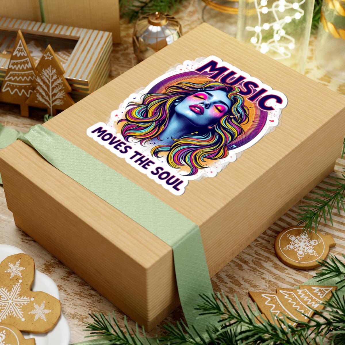 ColorFlow | Music Moves the Soul Vinyl Sticker | Artistic Waterproof Decal for Laptops Water Bottles Journals and More