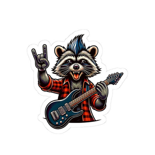 ColorFlow | Rocker Raccoon Vinyl Sticker for Water Bottles Laptops Cars | Cool Guitar Music Art Waterproof Decal