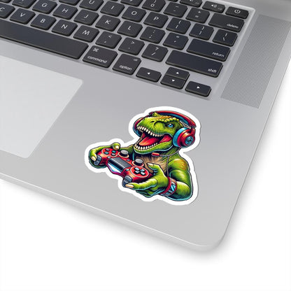 ColorFlow | Gamer T Rex Vinyl Sticker for Water Bottles Laptops Cars | Cool Dinosaur Gaming Art Waterproof Decal
