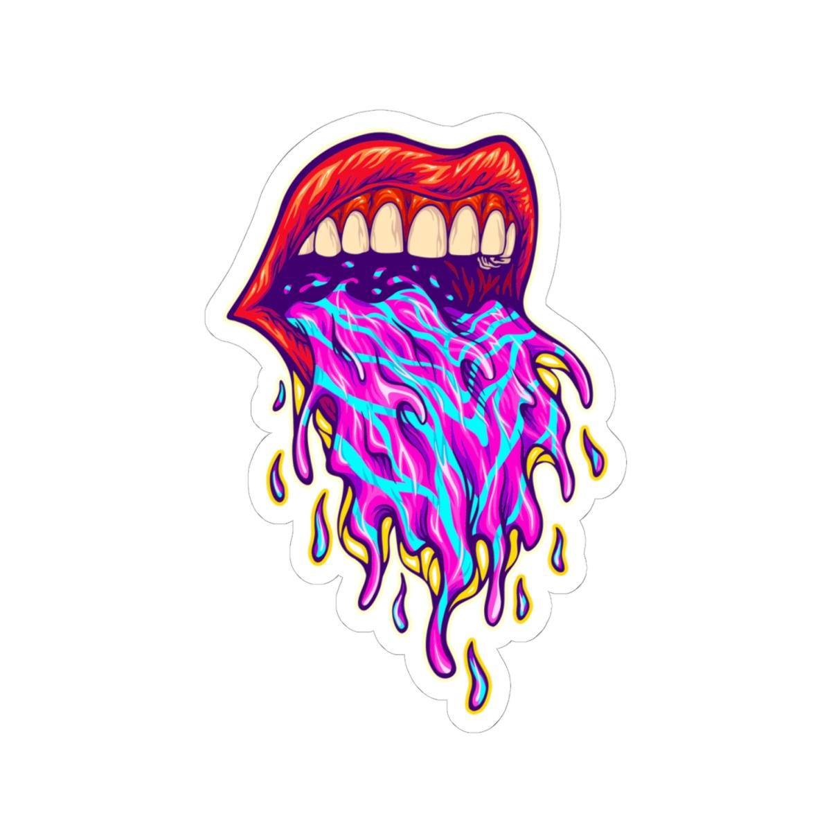 ColorFlow | Psychedelic Trippy Lips Vinyl Sticker for Water Bottles Laptops Cars | Magic Art Waterproof Decal