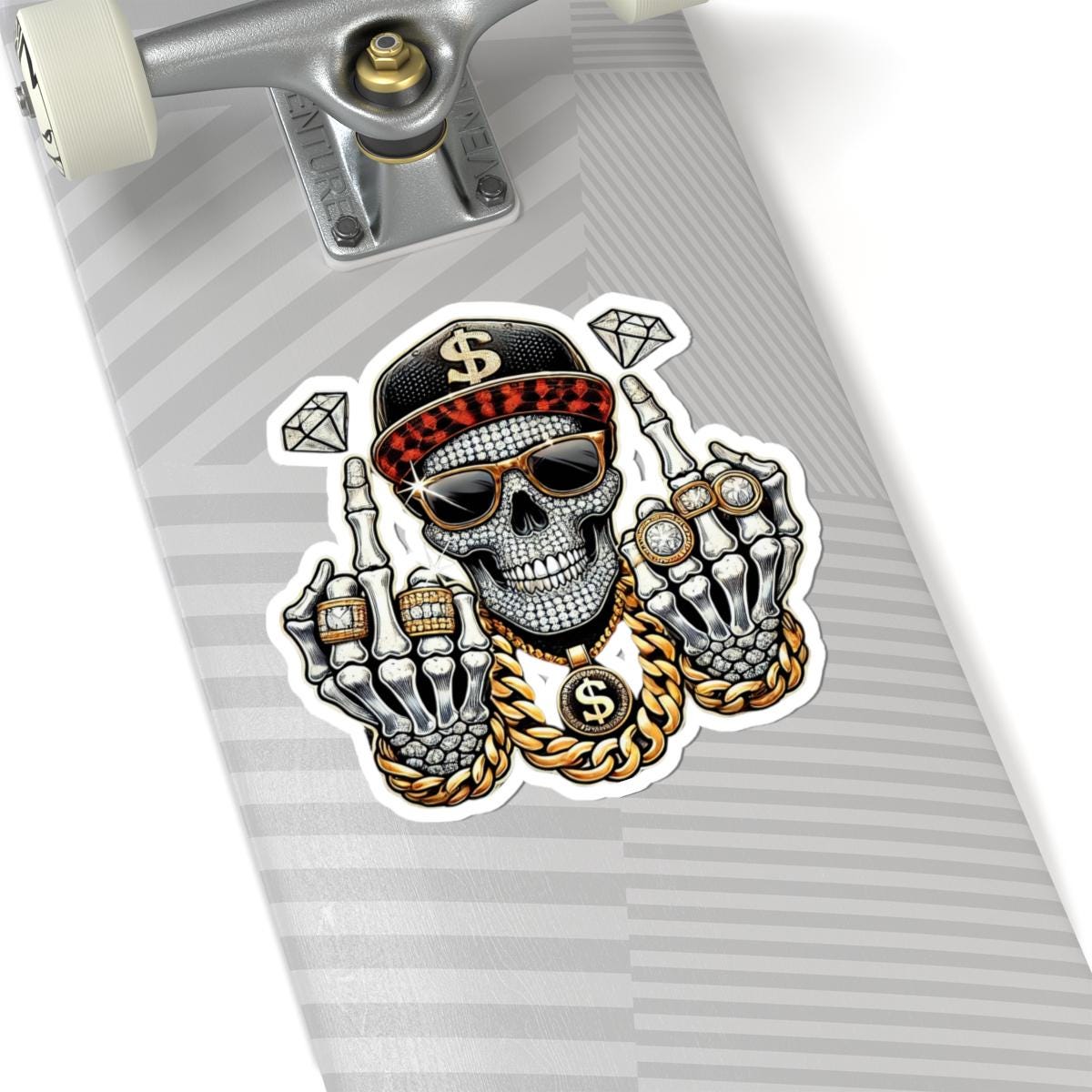 ColorFlow | Bling Skull Urban Vinyl Sticker for Water Bottles Laptops Cars | Hip Hop Diamond Art Waterproof Decal