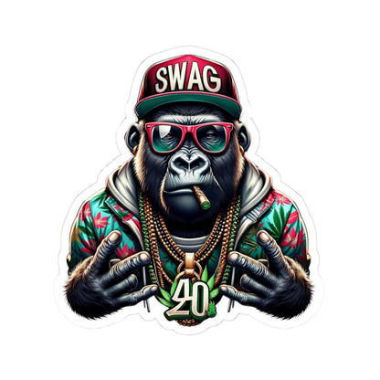 ColorFlow | Swag Gorilla 420 Vinyl Sticker for Water Bottles Laptops Cars | Hip Hop Stoner Art Waterproof Decal