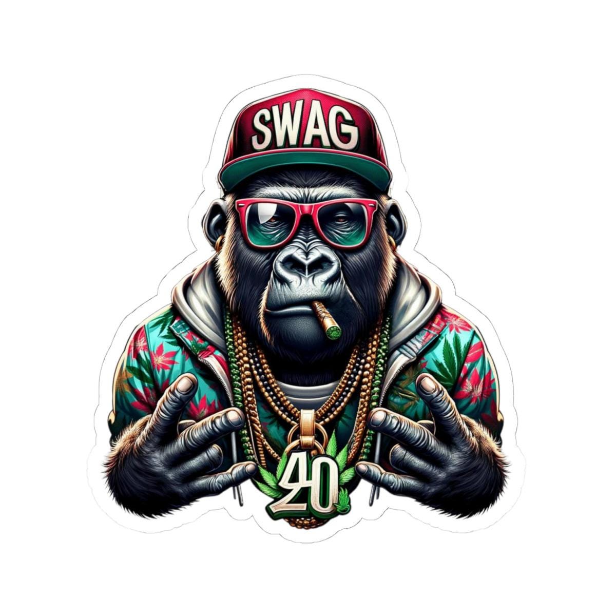 ColorFlow | Swag Gorilla 420 Vinyl Sticker for Water Bottles Laptops Cars | Hip Hop Stoner Art Waterproof Decal