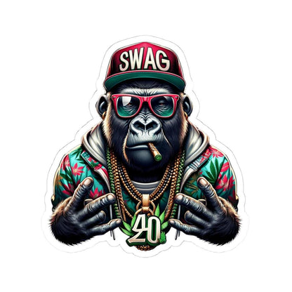 ColorFlow | Swag Gorilla 420 Vinyl Sticker for Water Bottles Laptops Cars | Hip Hop Stoner Art Waterproof Decal