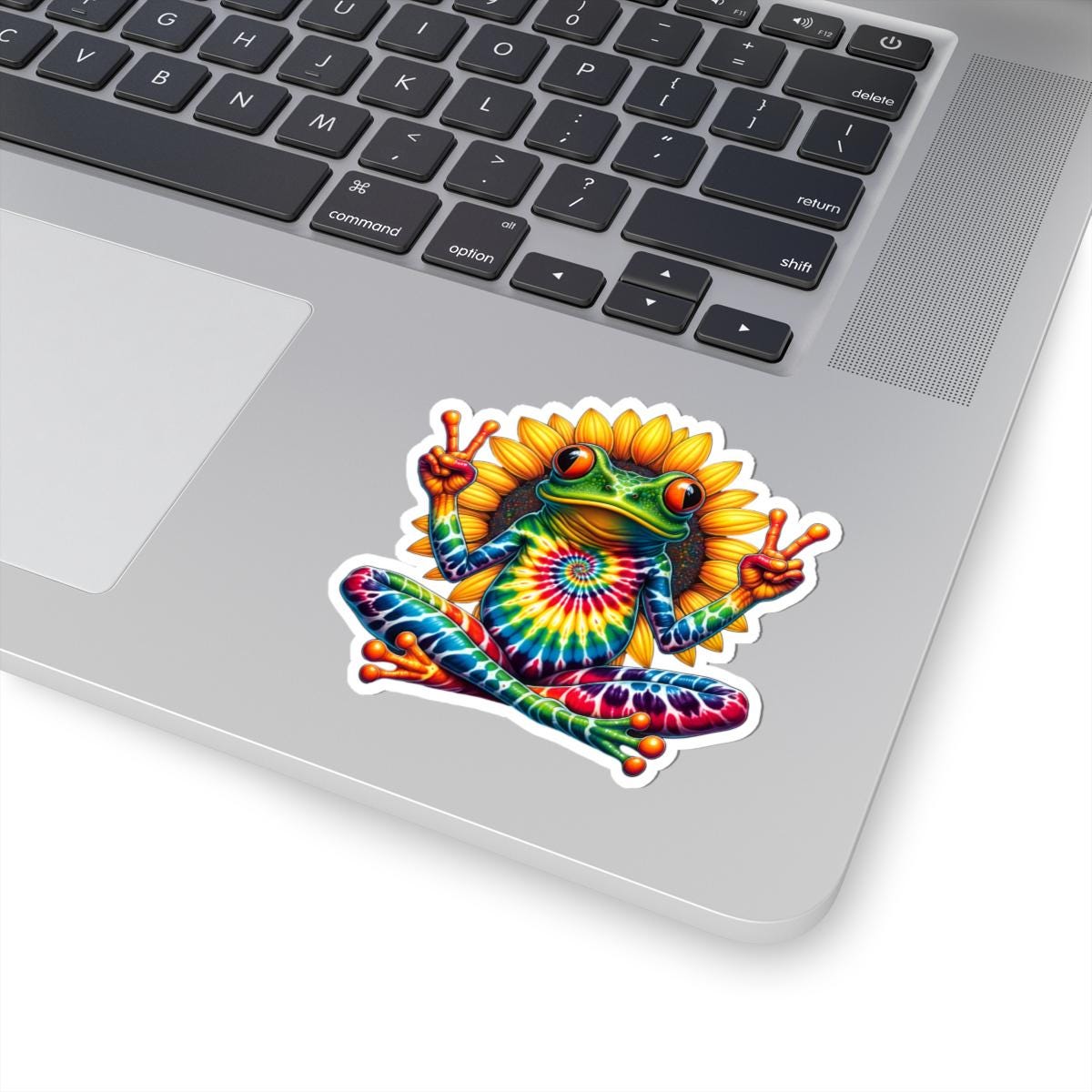 ColorFlow | Tie Dye Peace Frog Vinyl Sticker for Water Bottles Laptops Cars | Hippie Sunflower Art Waterproof Decal