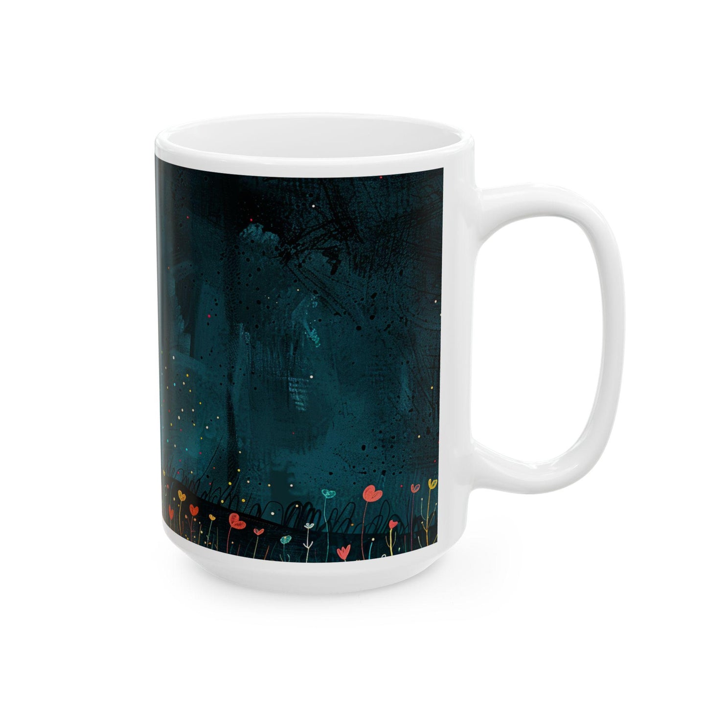 ColorFlow | Color of Love Art Mug | Rainbow Heart Coffee Cup | Inspirational Gift | 15 oz Ceramic Mug for Home and Office