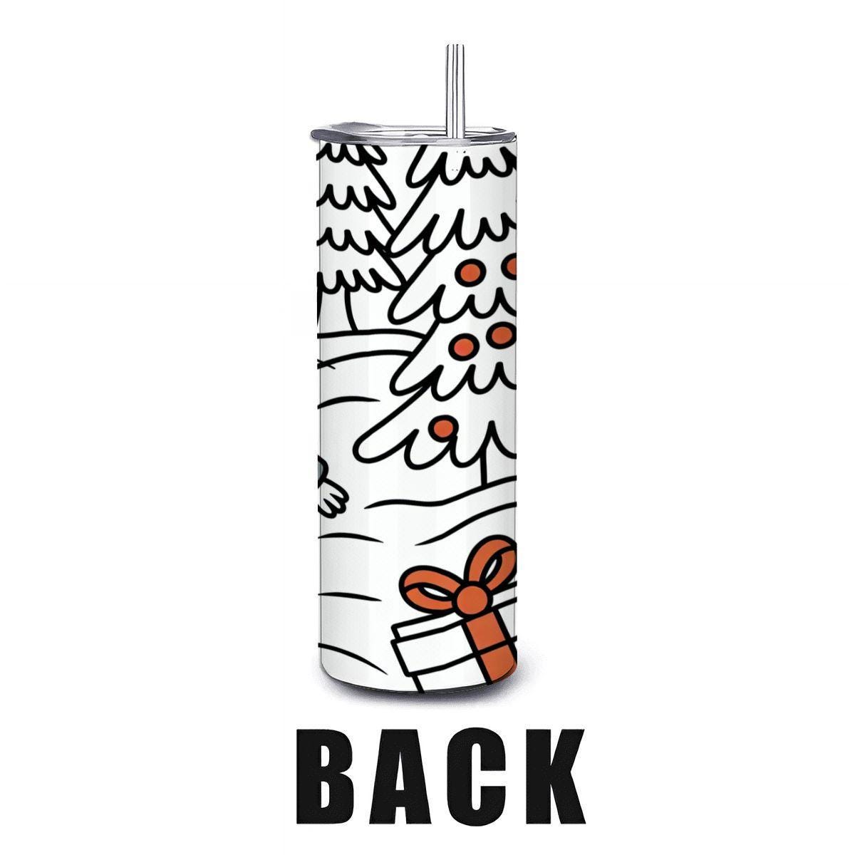 ColorFlow | Winter Mouse 20oz Stainless Steel Tumbler with Straw | Cute Holiday Animal Art Mug | Christmas Reusable Cup