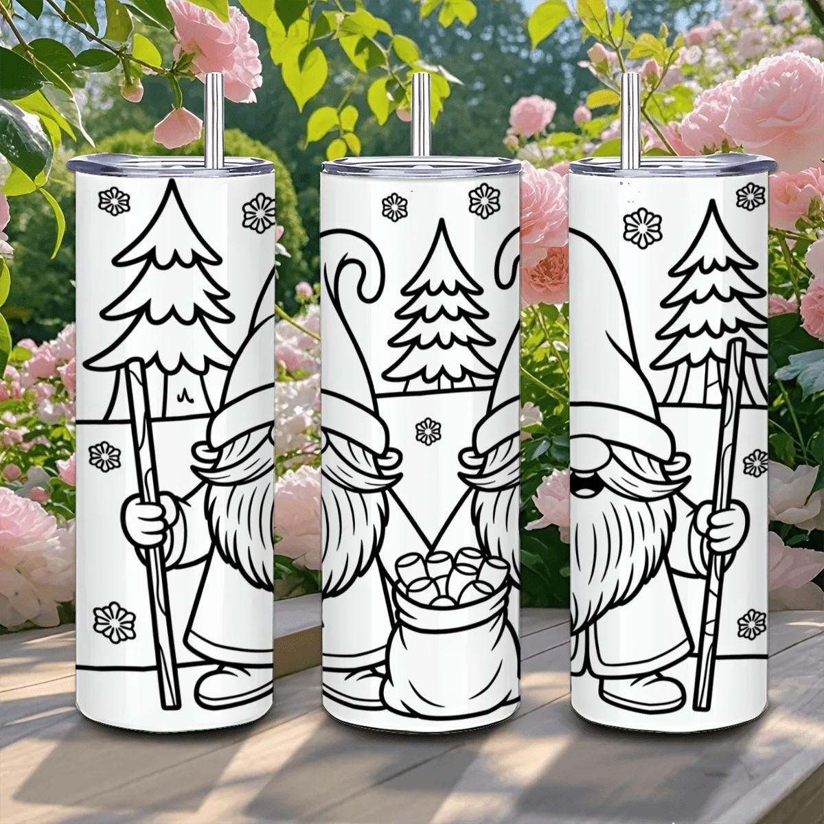 ColorFlow | Winter Gnome Magic Tumbler | 20oz Stainless Steel Coffee Cup with Straw | Insulated Travel Mug for Hot or Cold Drinks