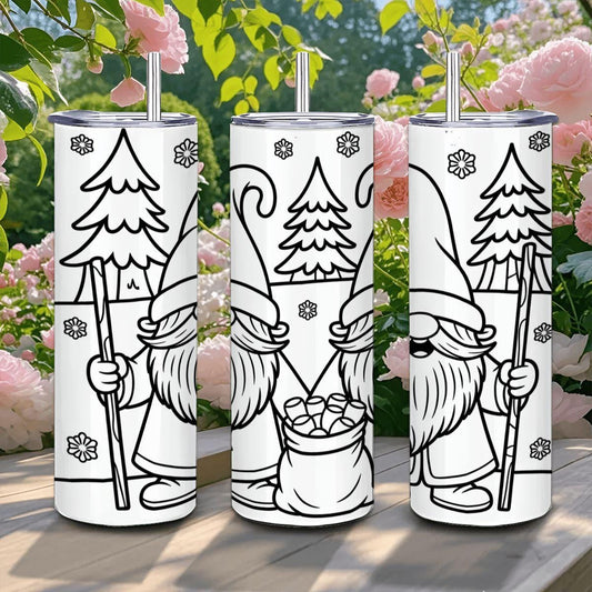 ColorFlow | Winter Gnome Magic Tumbler | 20oz Stainless Steel Coffee Cup with Straw | Insulated Travel Mug for Hot or Cold Drinks