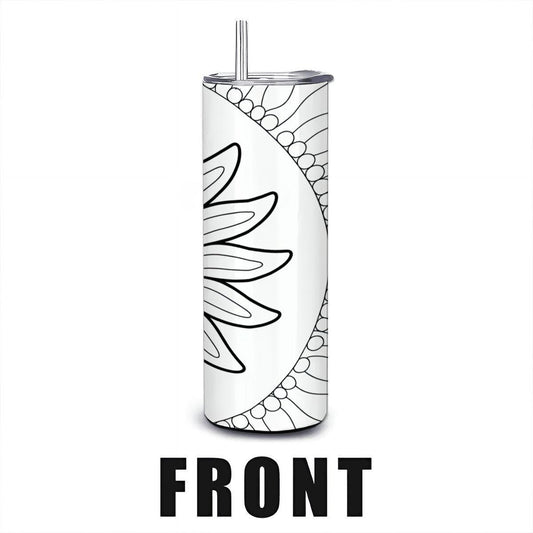 ColorFlow | Smiling Sun Art 20oz Stainless Steel Tumbler with Straw | Positive Vibes Mug | Insulated Hot Cold Cup Gift